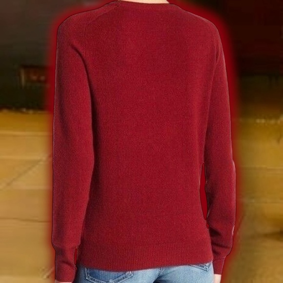 AG Adriano Goldschmied ‘Rylea’ 100% Cashmere Crewneck Sweater in “Cabernet” Red - Picture 2 of 14